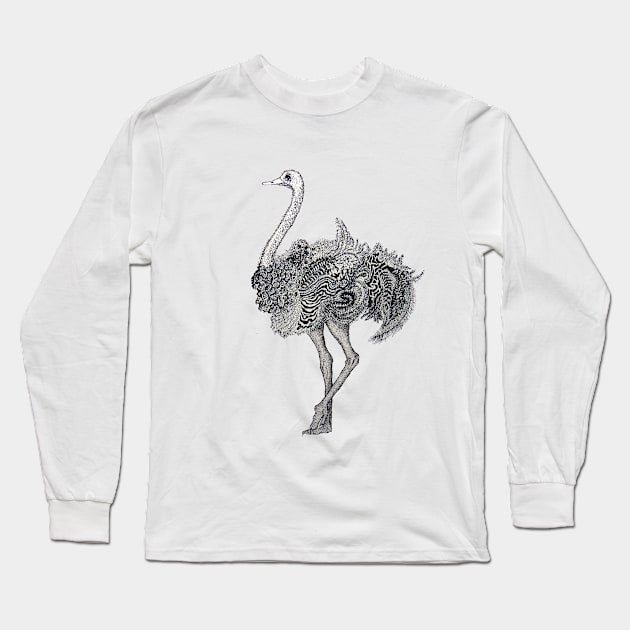 Ostrich Long Sleeve T-Shirt by Kuhtina